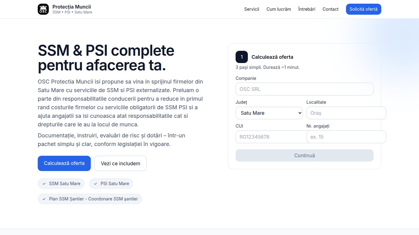 OSC Protecția Muncii - Site Servicii profesionale